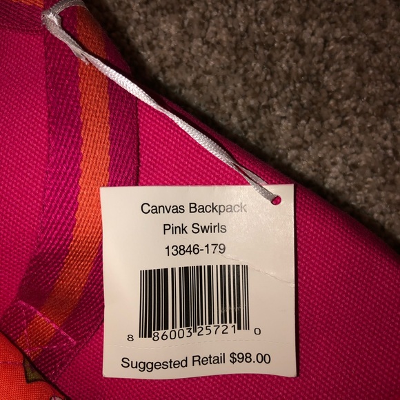NWT Vera Bradley pink swirls campus backpack Breast cancer retired pattern pink - Picture 4 of 6